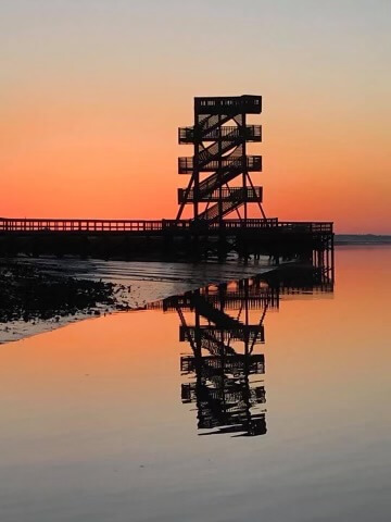 Port Royal steps and boardwalk at sunset